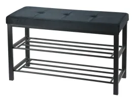 lawka-z-polkami-na-buty-79x32-czarna-tapicerowana-loft-do-przedpokoju