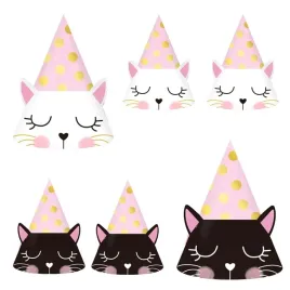 czapeczki-urodzinowe-godan-rozowe-6-sztuk-kotek