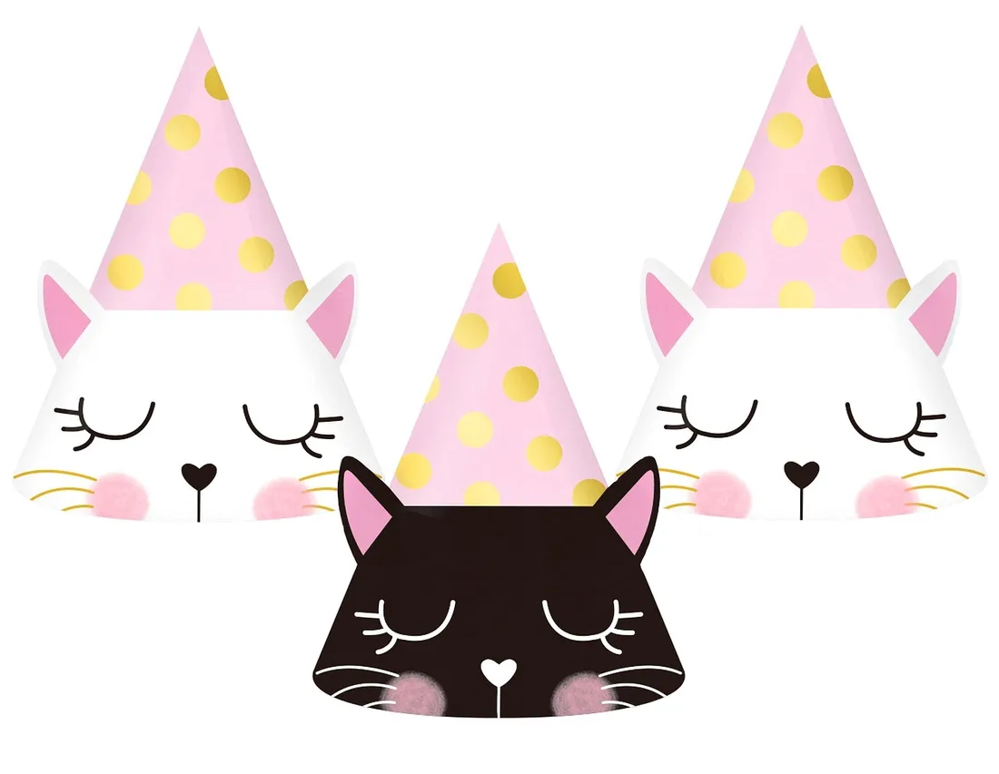 czapeczki-urodzinowe-godan-rozowe-6-sztuk-kotek