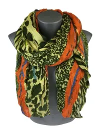 piekny-cienki-szalik-zwierzecy-print-zolty-pomaranczowy-grafit-wk-29