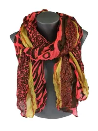 piekny-cienki-szalik-zwierzecy-print-malina-zolty-brazowy-wk-29