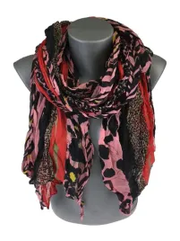 piekny-cienki-szalik-zwierzecy-print-rozowy-czerwony-czarny-wk-29
