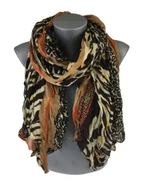 piekny-cienki-szalik-zwierzecy-print-brazowy-bezowy-czarny-wk-29