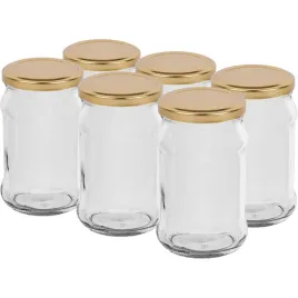 sloik-to-300-ml-ze-zlota-zakretka-fi-66-6szt-dzem-miod-mieso