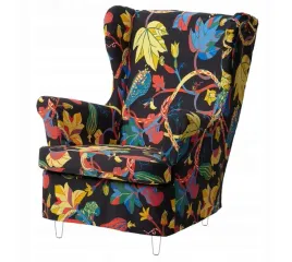 ikea-strandmon-pokrycie-na-fotel-uszak-stigsbo-czarny-liscie