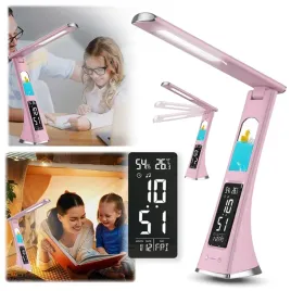 skladana-lampka-biurkowa-lampa-nocna-zegar-led-z-ekranem-rozowa-z-motywem