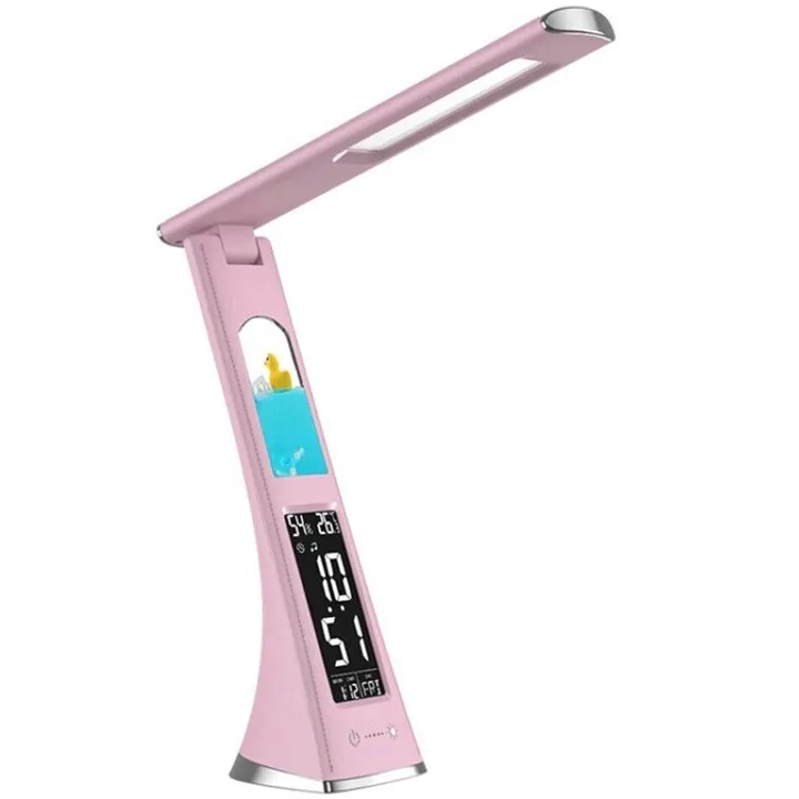 skladana-lampka-biurkowa-lampa-nocna-zegar-led-z-ekranem-rozowa-z-motywem