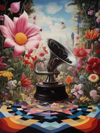 plakat-60x80cm-gramofon-w-kwiatach