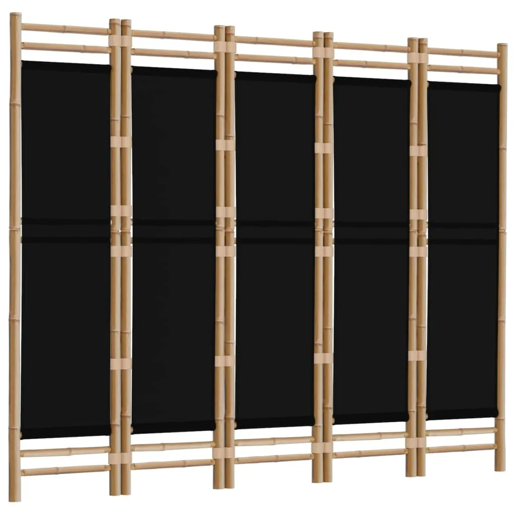 skladany-parawan-5-panelowy-200-cm-bambus-i-plotno-stan-nowy