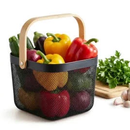 koszyk-organizer-na-owoce-warzywa-pieczywo-czarny-bambusowa-raczka-24x25-cm