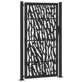 brama-ogrodowa-czarna-100x175-cm-stalowy-wzor-sladu