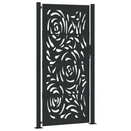 brama-ogrodowa-czarna-100x200-cm-stalowy-wzor-plomienia