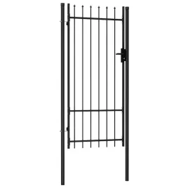 bramka-ogrodowa-czarna-100-x-250-cm-stal-malowana-proszkowo-z-grotami