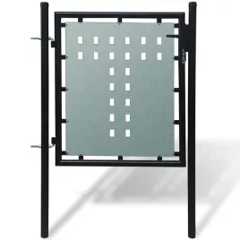 czarna-furtka-ogrodowa-stalowa-100-x-125-cm-z-zamkiem-i-slupkami
