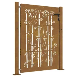 furtka-ogrodowa-100x125-cm-stal-kortenowska-motyw-bambusa