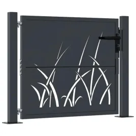 furtka-ogrodowa-antracytowa-100x100-cm-stal-motyw-trawy