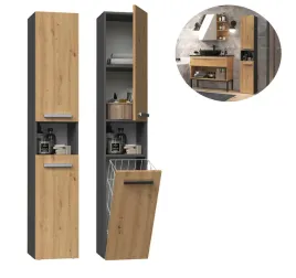 praktyczny-slupek-lazienkowy-30x31x174-szafka-regal-z-koszem-antracyt-dab