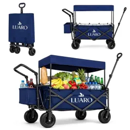 wozek-transportowy-luaro-plazowy-skladany-z-daszkiem-i-siatka-120l-granatow