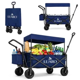 wozek-transportowy-luaro-plazowy-skladany-z-daszkiem-i-siatka-120l-granatow