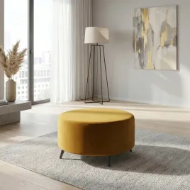 podnozek-elegancki-como-zolty-welur-pufa-okragla-metalowe-czarne-nozki