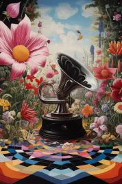 plakat-61x915cm-gramofon-w-kwiatach