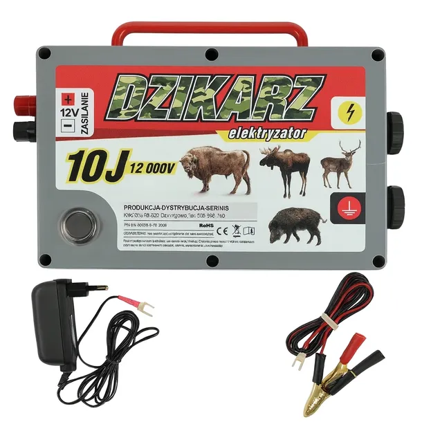 HIT! Elektryzator na dziki sarny konie TURBO mocny DZIKARZ 10J 12000V IP65