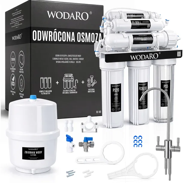 Filtr do Wody pod Zlew WODARO RO7 Odwrócona Osmoza Mineralizator Kran