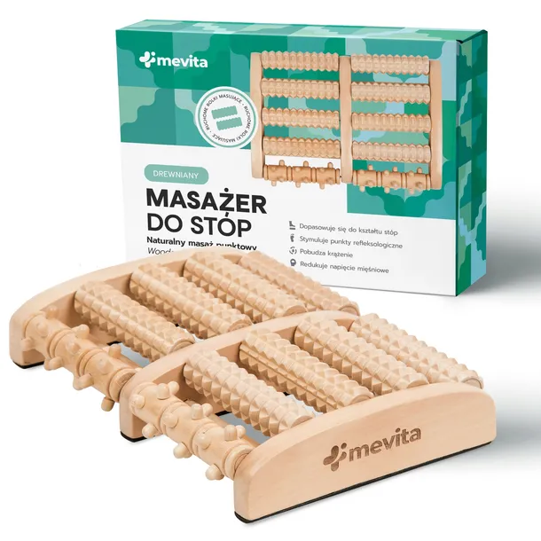Drewniany masażer stóp roller do masażu WAŁEK WYPUSTKI do akupresury stóp