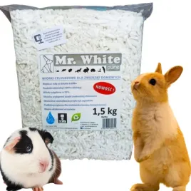 Zdjęcie produktu Mr.White Pure Wiórki celulozowe naturalna ściółka 1,5kg dla królików, kotów