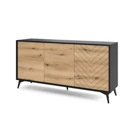 komoda-3-drzwiowa-boulia-154-cm-czarna-dab-jodelka