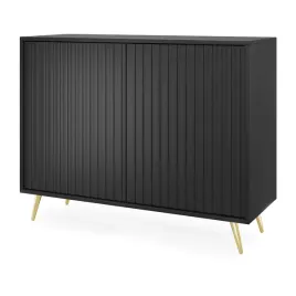 komoda-bello-z-lamelowymi-frontami-104-cm-czarna-ze-zlotymi-nogami