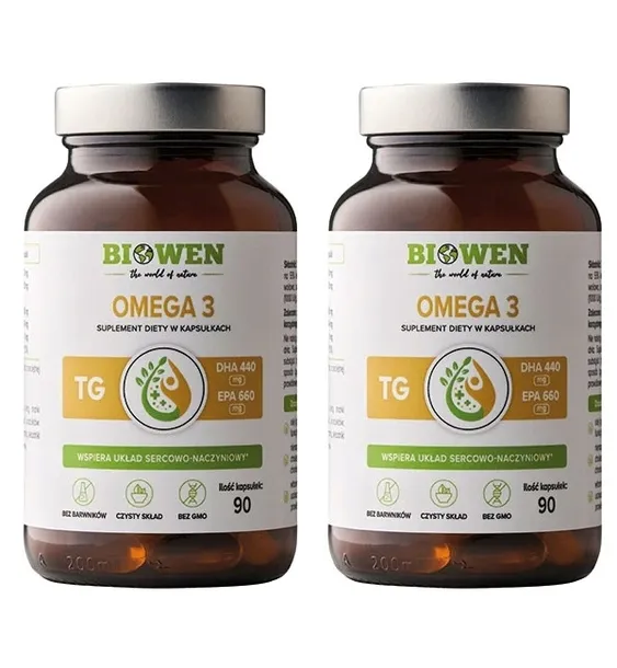 BIOWEN Omega 3 Forte 660 mg EPA, 440 mg DHA – suplement diety dla ludzi – 90 kapsułek