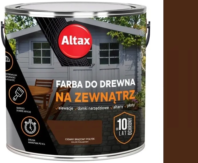 ALTAX FARBA DO DREWNA NA ZEWNĄTRZ 2,5L BRĄZOWY CIEMNY POŁYSK