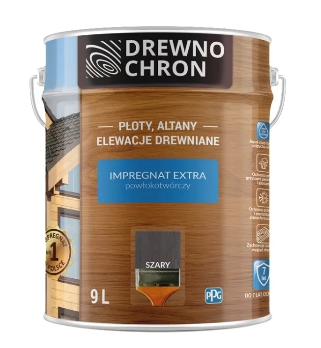 drewnochron-impregnat-extra-9l-szary-stan-nowy