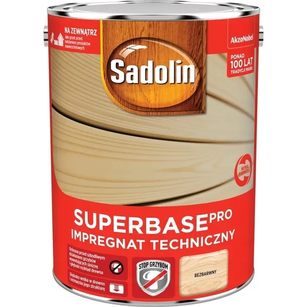 SADOLIN SUPERBASE PRO IMPREGNAT TECHNICZNY 5L BEZBARWNY GRUNT DO DREWNA