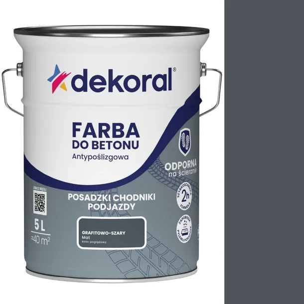 DEKORAL DO BETONU AKRYLIT B 5L GRAFITOWO SZARY