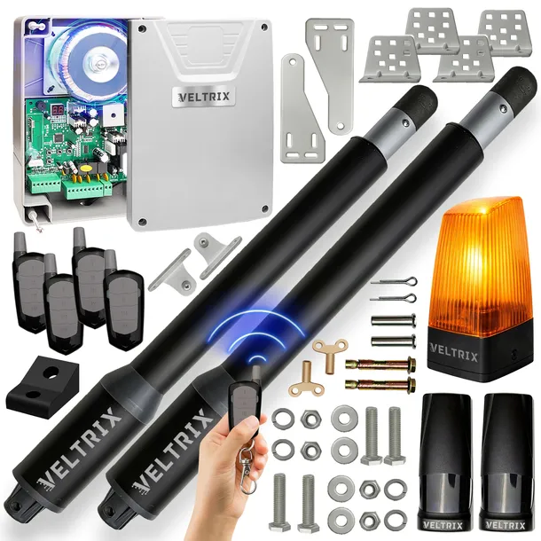 Napęd bramy dwuskrzydłowej ZESTAW 2x2m 400kg + 4 piloty + lampa LED
