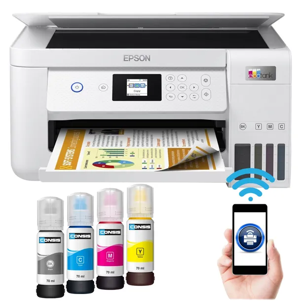 DRUKARKA WIELOFUNKCYJNA Epson ET-2726 WiFi Ecotank Dolewane tusze