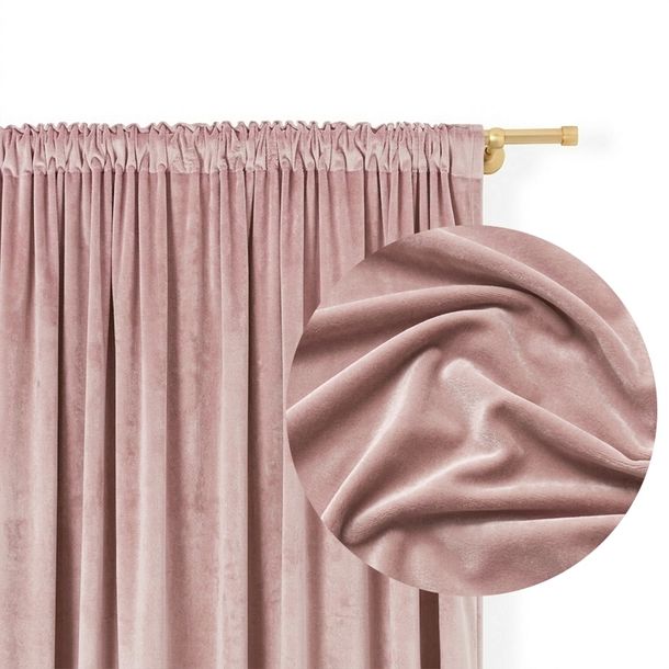 ZASŁONA WELUROWA NA TAŚMIE żabki tunel 140x250 Velvet Welur PUDROWY RÓŻ