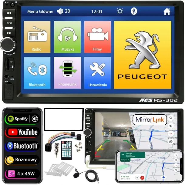 RADIO EKRAN 7" do PEUGEOT 307 PRZEDLIFT 2003- 2006