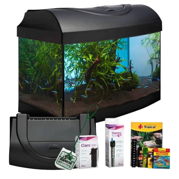 Akwarium dla początkujących Owal 25l 40x25x25 LED z filtrem i grzałką 25W