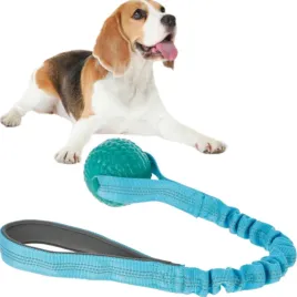 kerbl-bungee-zabawka-dla-psa-pilka-na-tasmie-z-amortyzatorem-niebieska-9cm