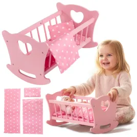 drewniane-lozeczko-dla-lalki-duza-kolyska-posciel-kolderka-kinderplay-rozow