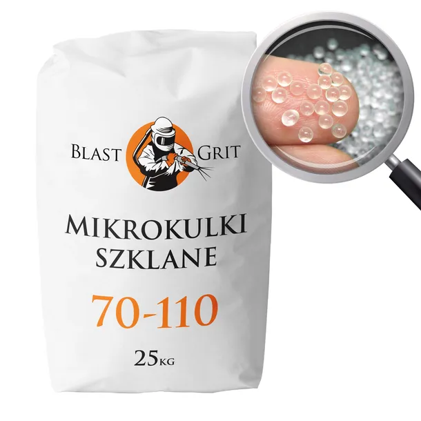 Mikrokulki szklane 70 – 110 µm 25kg, szkiełko do piaskarki, kulki szklane