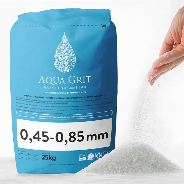 SZKŁO FILTRACYJNE - LEPSZE OD PIASKU Aqua Grit 0,45 - 0,85 Atest PZH 20kg