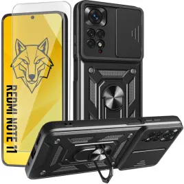 etui-pancerne-slide-do-xiaomi-redmi-note-11-czarne-defender-case-szklo-9h