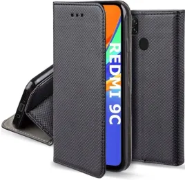 etui-do-xiaomi-redmi-9c-magnet-smart-czarne-kabura-szklo-9h