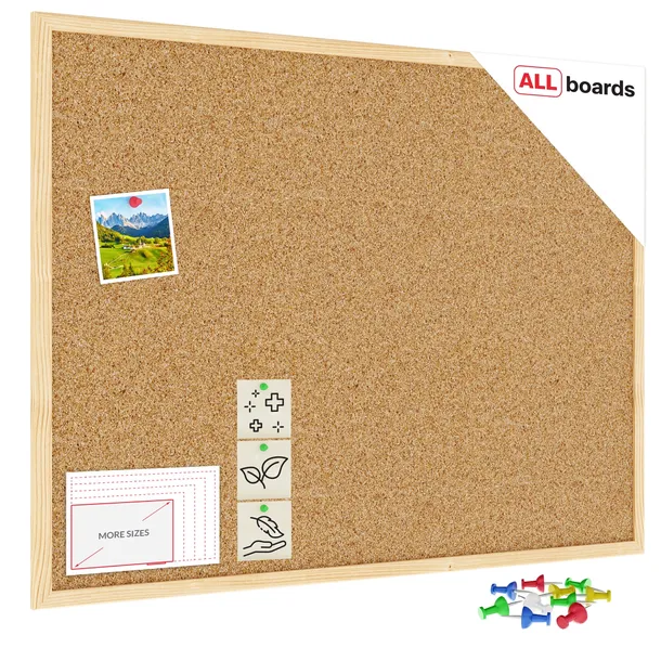 Tablica korkowa 80x60cm drewniana rama + GRATIS