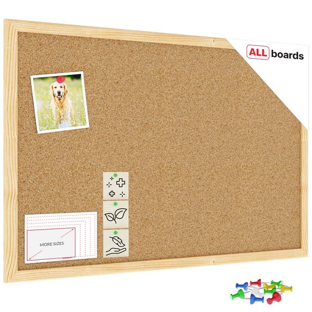 Tablica korkowa 60x40 rama drewniana + GRATIS