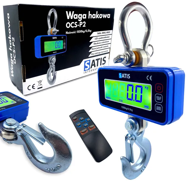 WAGA HAKOWA 1,5T 1500KG NA BATERIE ELEKTRONICZNA + PILOT SOLIDNA LCD SATIS